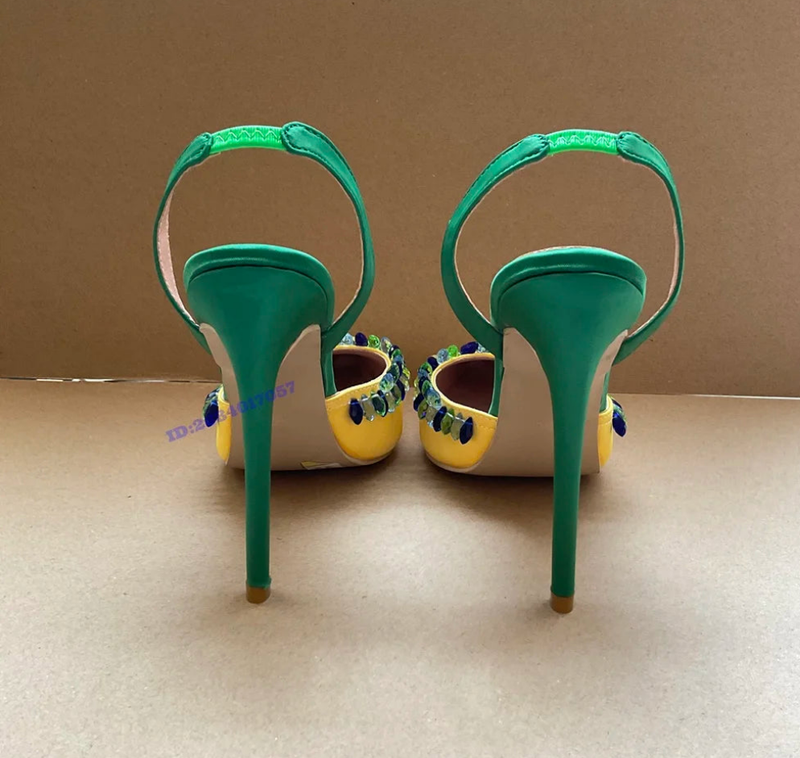 Crystal Strap Round Peep Toe Ankle Lace-up Thin High Heel Sandals