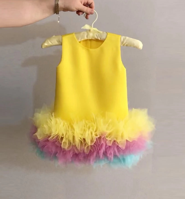 Satin Tulle O-neck Sleeveless Princess Dress