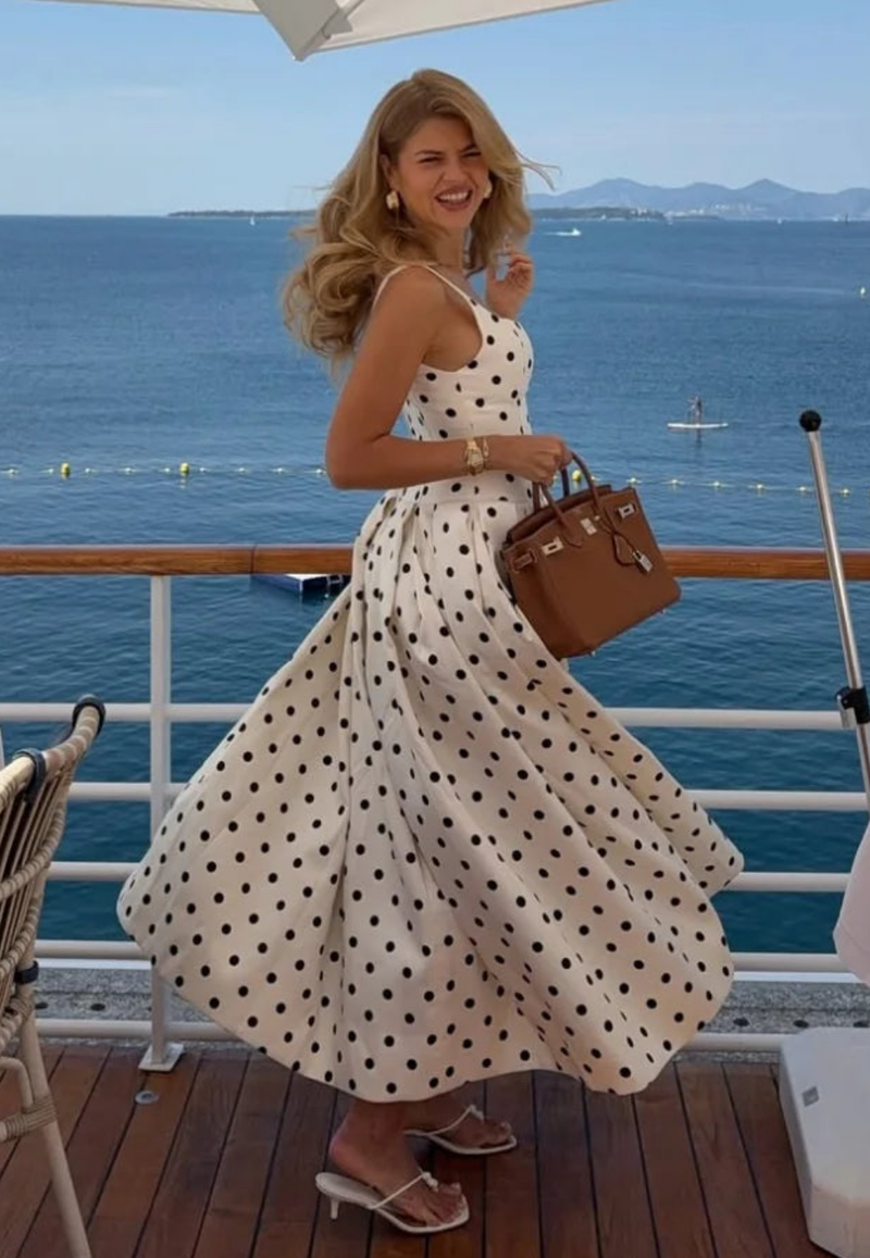 Elegant Square Neck Long Chic Sleeveless Dress