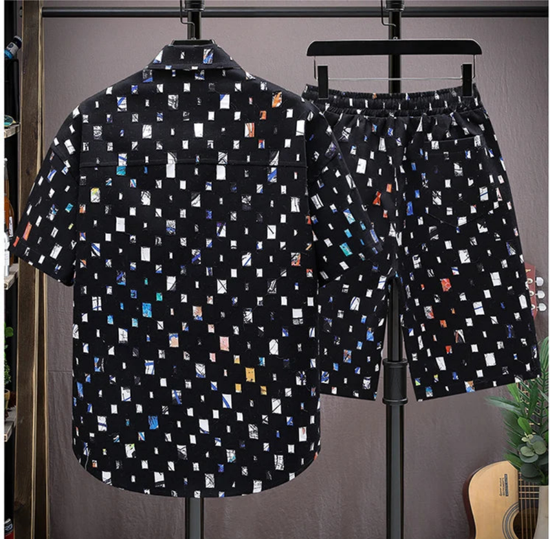 2 Pieces Set Tracksuit Men's Shirt Shorts