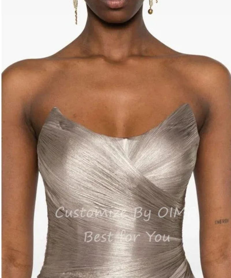 Elegant Strapless A Line Sleeveless Pleated Dress