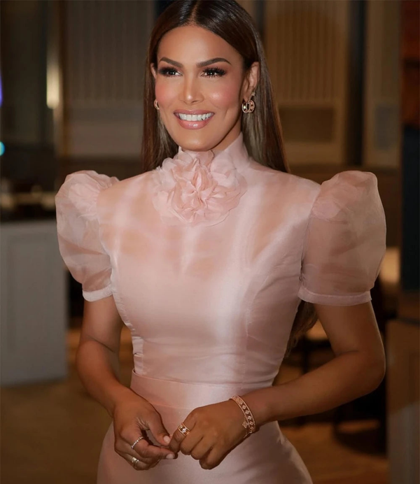 Delicate Satin Evening High Collar Short Sleeves Dress