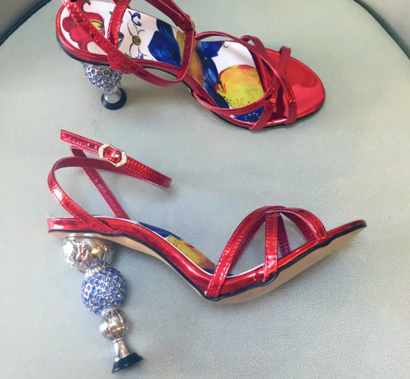 Rhinestone Gourd Heel High Heel Sandals