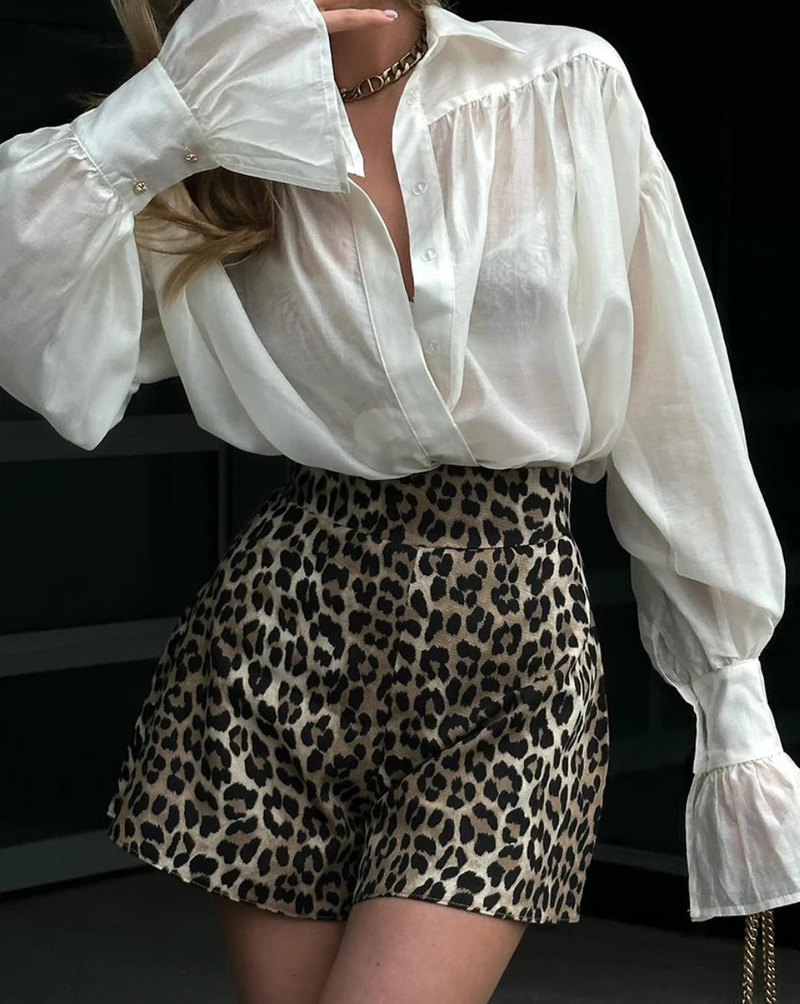 Clacive Elegant Lapel Long Sleeve Shirt
