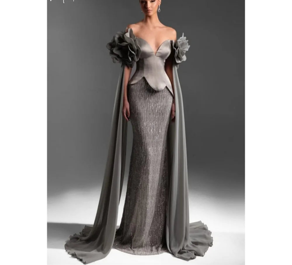 Elegant Wedding Guest with Long V Neck Dress