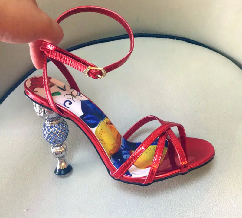 Rhinestone Gourd Heel High Heel Sandals