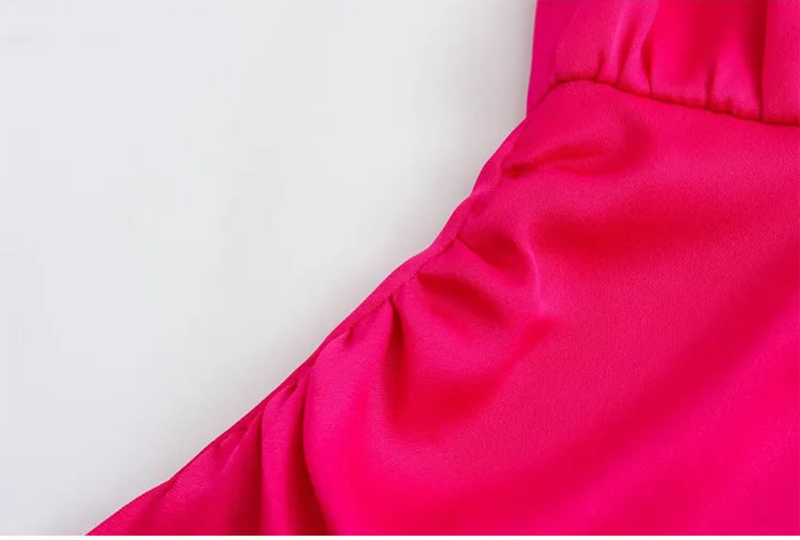 Sleeveless Satin Pink Ruched Slit Elegant Long Dress