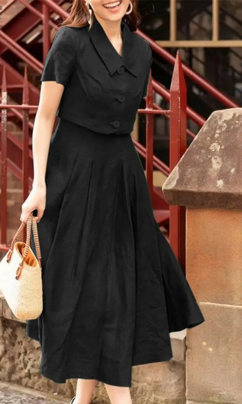 Two Piece Sets Office Short Sleeve Outwear And Tank Dress