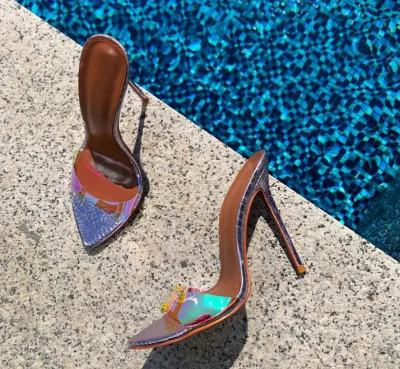 Transparent Slippers Pointe Toe Thin Heels