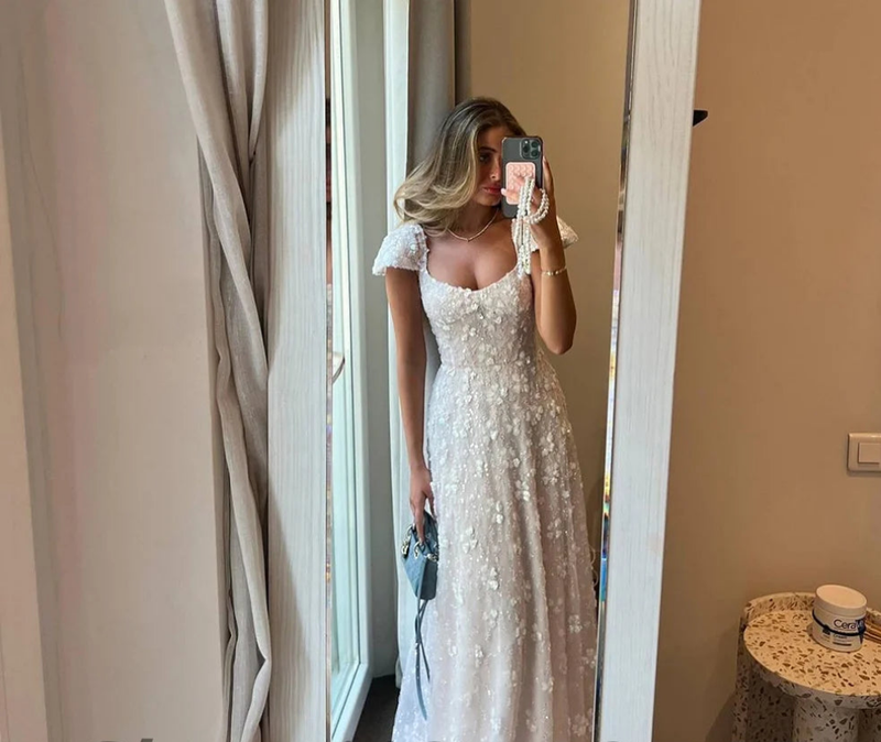 Scoop Neck Tulle Straight Evening Dress