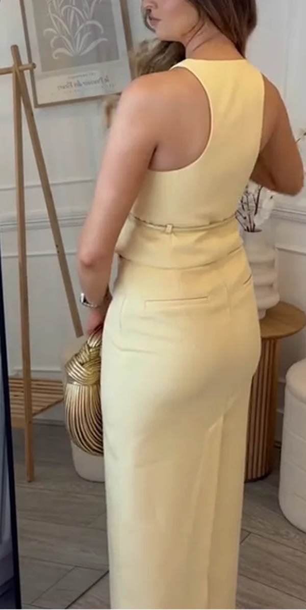Butter Set Belt Vest and Midi Skirt