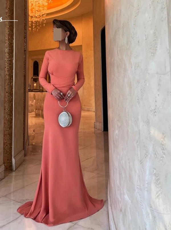 CAMINA Satin Long Sleeve Dress