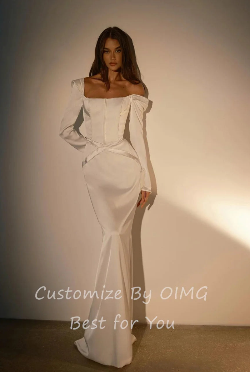 Elegant Stain Long Sleeves Wedding Dress