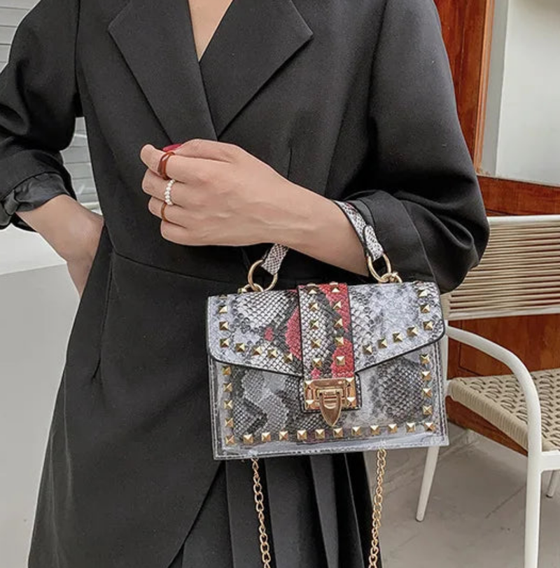 Studded Graffiti Crossbody Bag