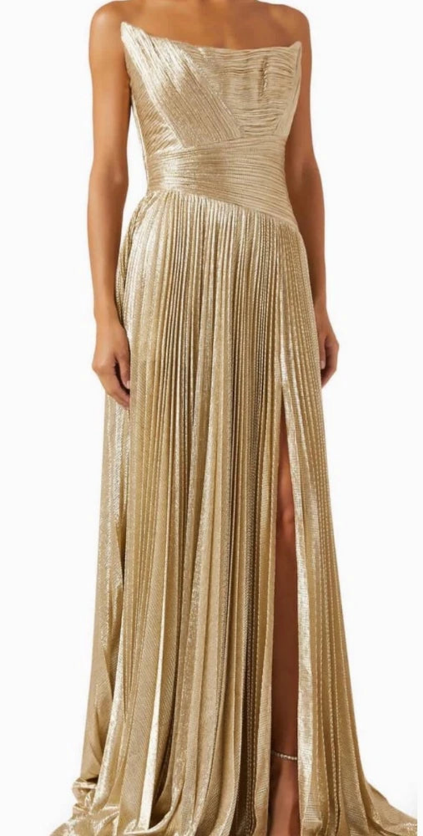 Draped A-line Strapless Bespoke Length Dress