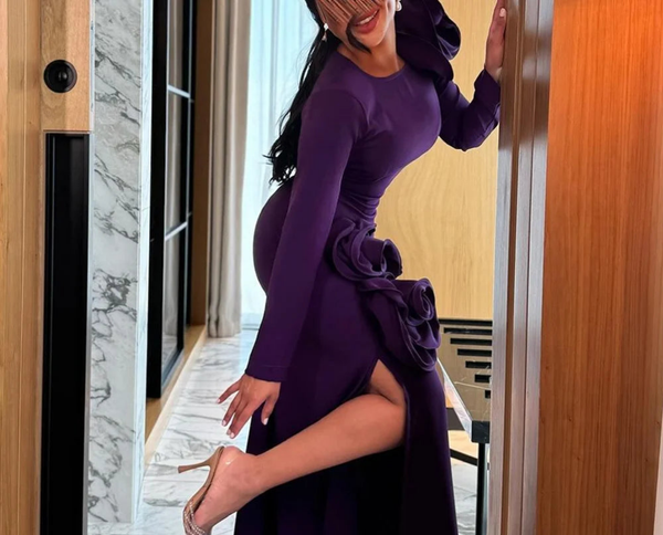 Long Sleeves Straight Floor Length Crew neck Dress