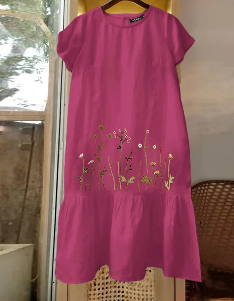 Summer Short Sleeve Embroidery Floral Dress