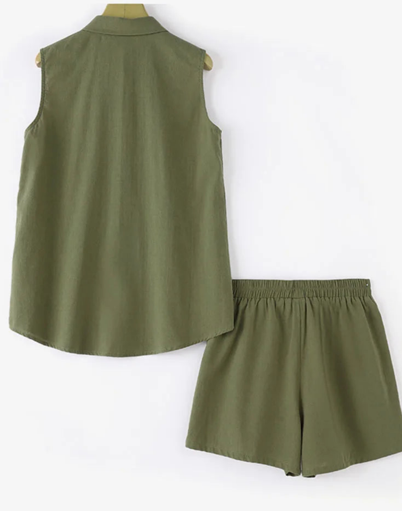 Elegant Summer Sleeveless Tops Loose Pant Tracksuit