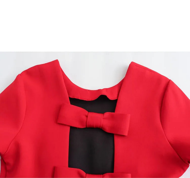 Chic Jumpsuits Red O-Neck Short Sleeves Back Hollow Out