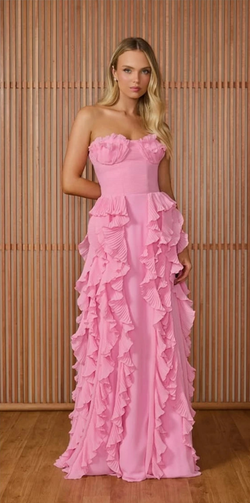 Chiffon Strapless Sleeveless Dress