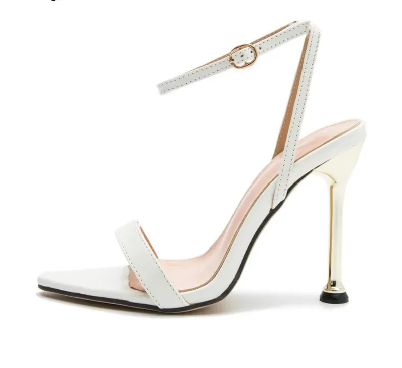 Ankle Buckle Strap Green High Heels Sandals