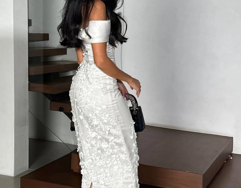 Strapless Straight Satin Evening Dress