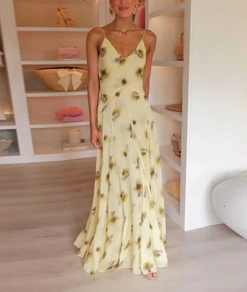 Elegant Sling Backless Pleated Lining Empire Dress