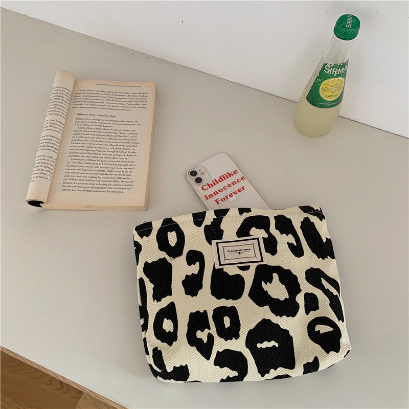 Bolsa Tote com Estampa de Leopardo Rice Bolsa de Ombro de Lona com Estampa de Animal de Grande Capacidade Portátil Bolsa de Compras para Estudantes