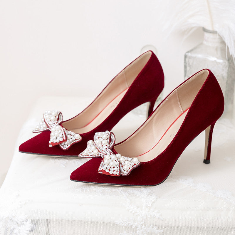 Bridal French Dress Shoes Pearl White
