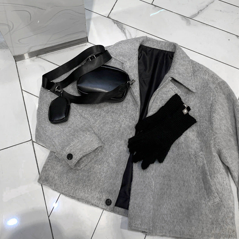 Gray Woolen Jacket Coat