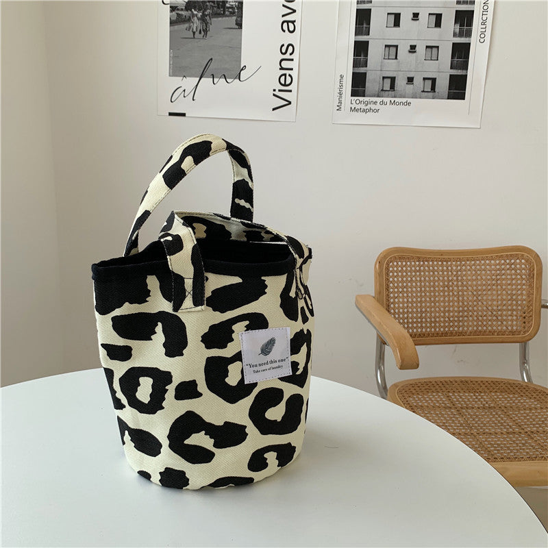 Bolsa Tote com Estampa de Leopardo Rice Bolsa de Ombro de Lona com Estampa de Animal de Grande Capacidade Portátil Bolsa de Compras para Estudantes