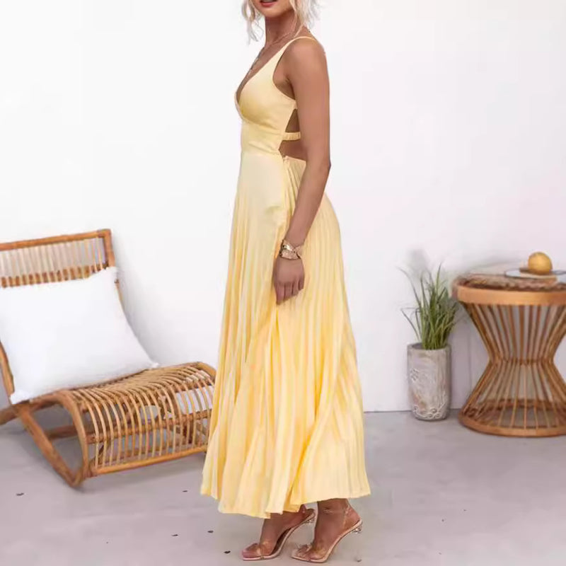 Elegant Pressed Satin Sling Sexy Banquet Dress