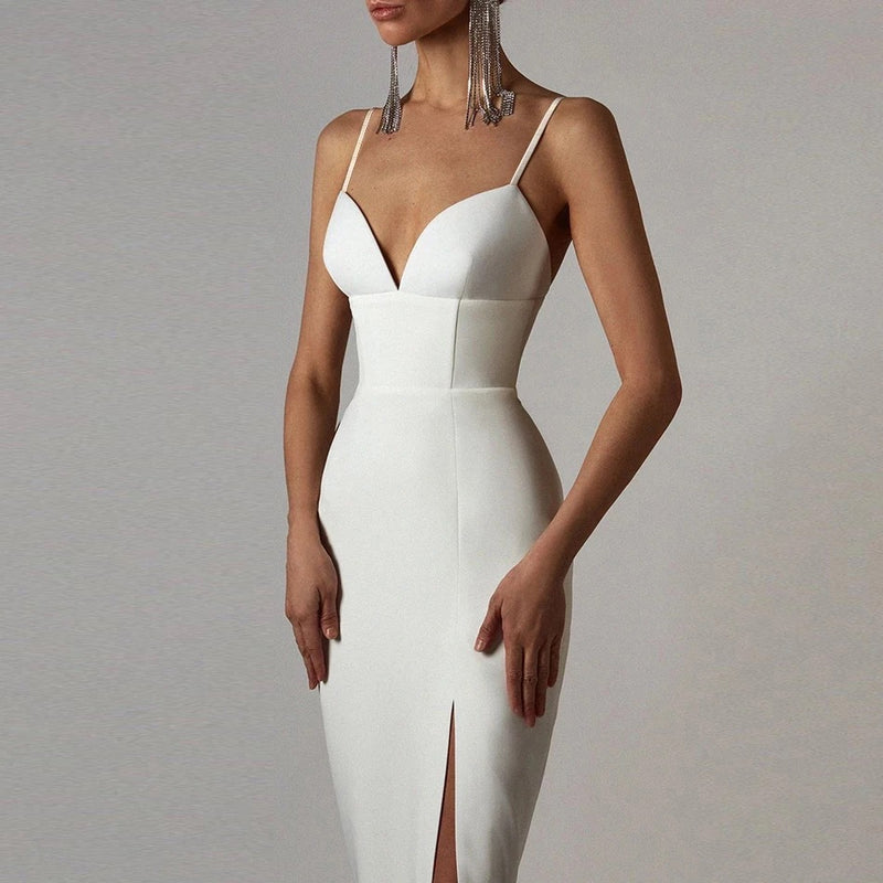 Satin Evening Simple Sexy Slit Dress
