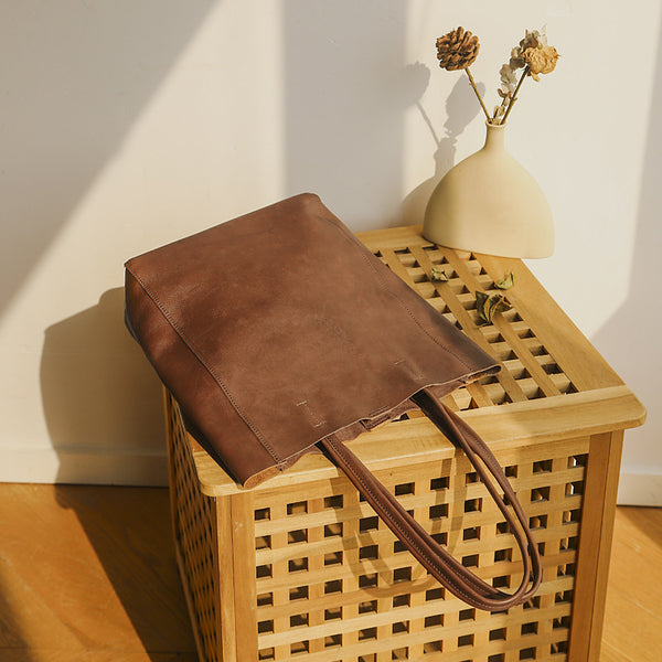 The New Leather Women&#039;s Bag Top Layer Cowhide Retro Handbag Large Capacity Textured