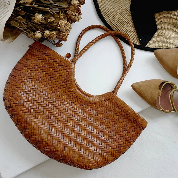 Rattan Vegetable Basket Bag 2022 New High-quality Texture Niche Design Weaving Large-capacity Tote Bag Women&#039;s Summer