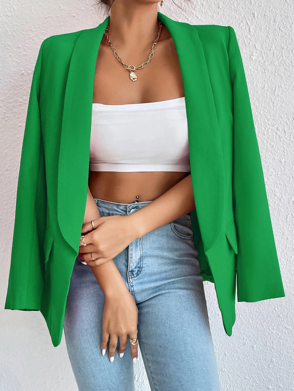 Spot Cross-border Middle East Hot Style Women&#039;s Clothing 2023 Amazon Autumn And Winter Solid Color Lapel Small Suit Temperament Commuter Jacket