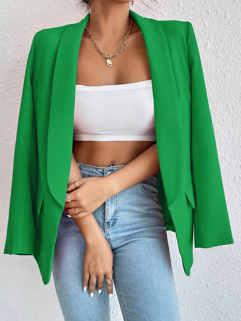 Spot Cross-border Middle East Hot Style Women&#039;s Clothing 2023 Amazon Autumn And Winter Solid Color Lapel Small Suit Temperament Commuter Jacket
