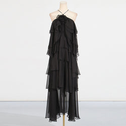 Elegant Lady Ruffled Long Dress