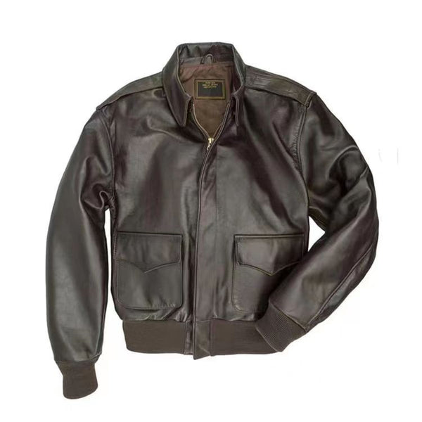 US Air Force Solid Color Lapel Casual Men&#039;s Jacket Leather