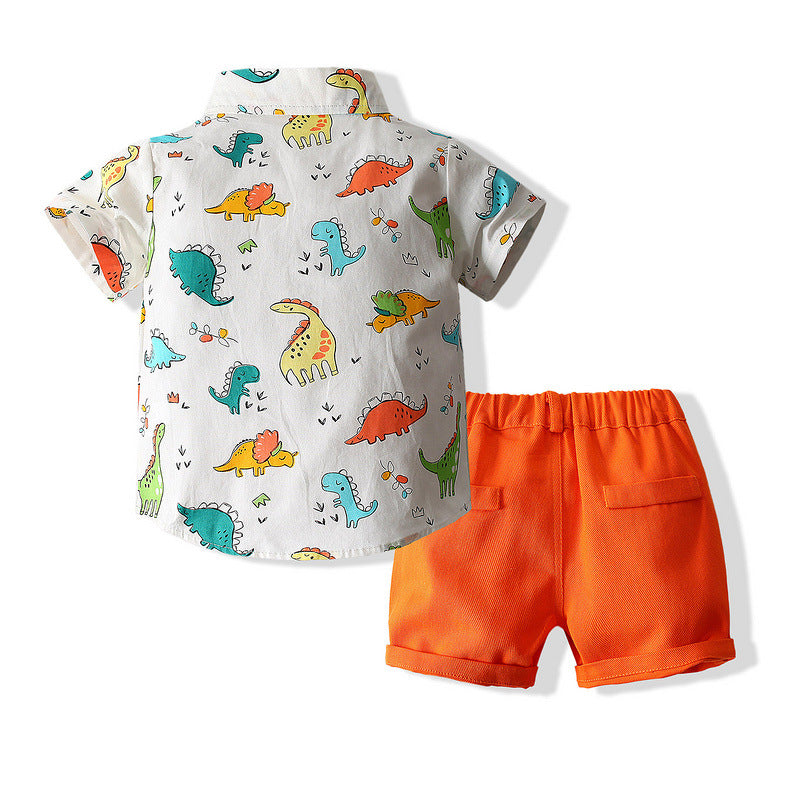Baby Gentleman Dinosaur Shirt Shorts Two-piece Set