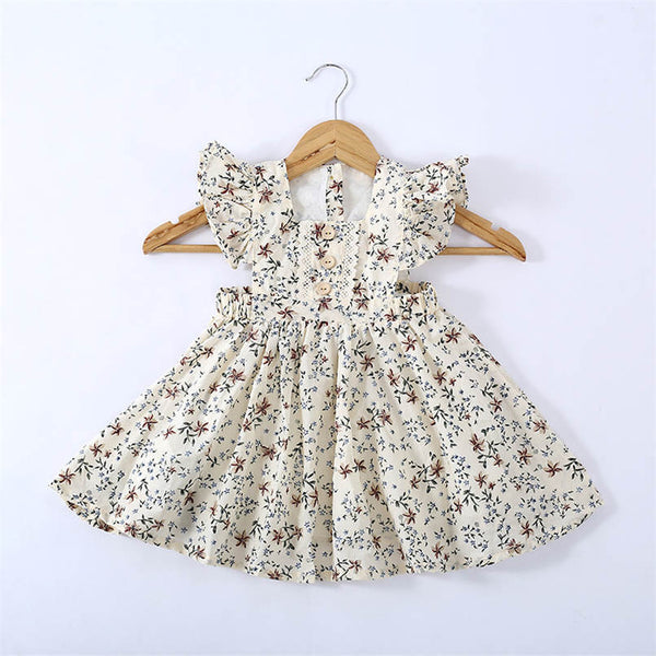 Floral Flying Sleeve Vest Dress