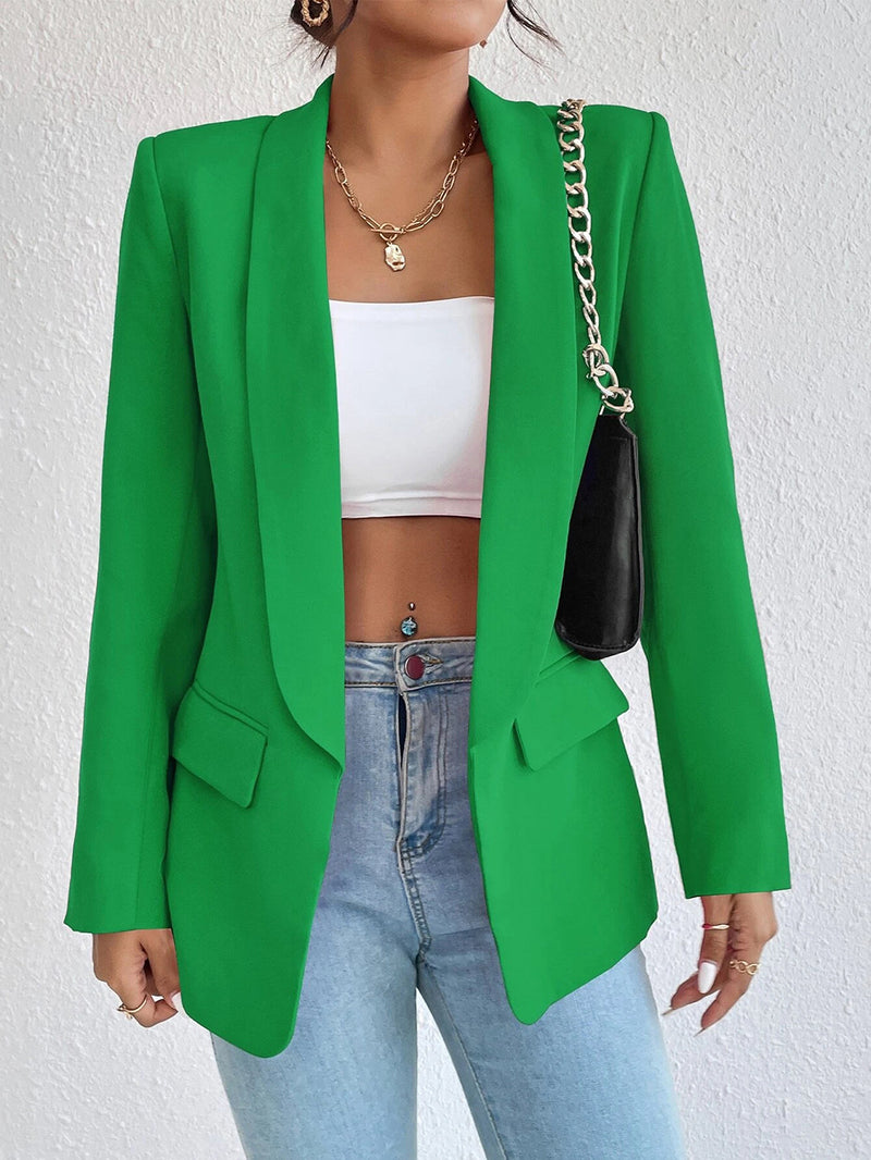 Spot Cross-border Middle East Hot Style Women&#039;s Clothing 2023 Amazon Autumn And Winter Solid Color Lapel Small Suit Temperament Commuter Jacket