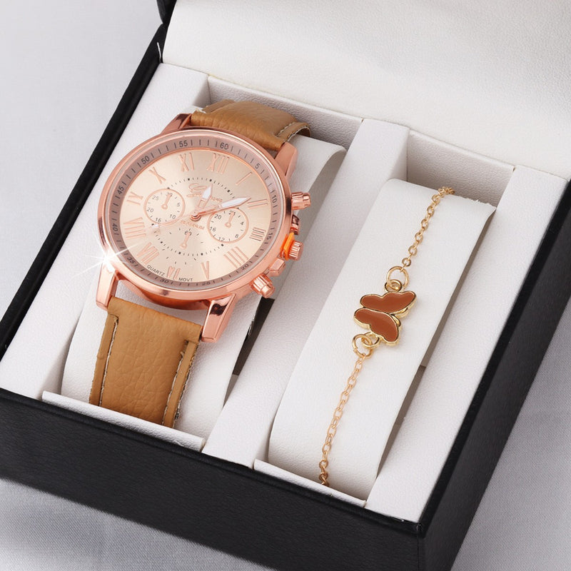 Cute Butterfly Watch Color Wheel Double-layer Ladies