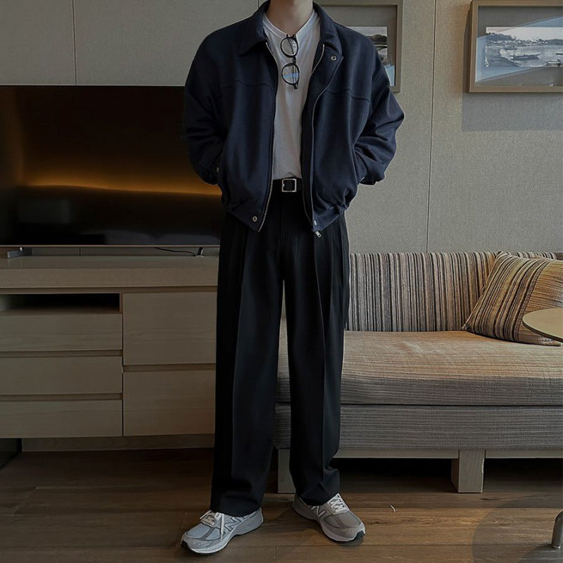 High-grade Short Lapel Jacket Men&#039;s Spring Loose Retro Jacket Korean Style Trendy Simple Top