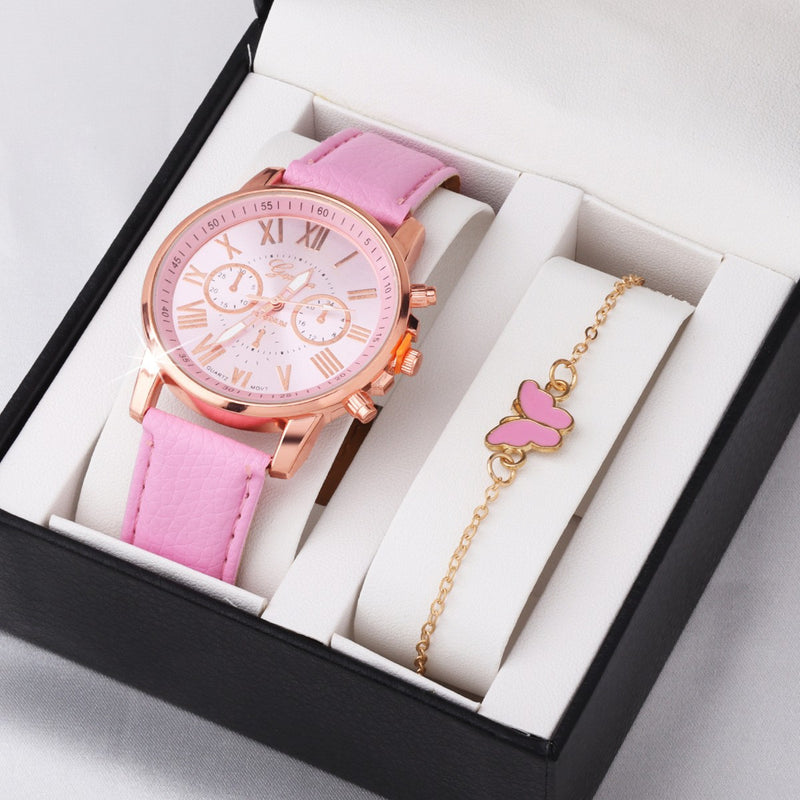 Cute Butterfly Watch Color Wheel Double-layer Ladies