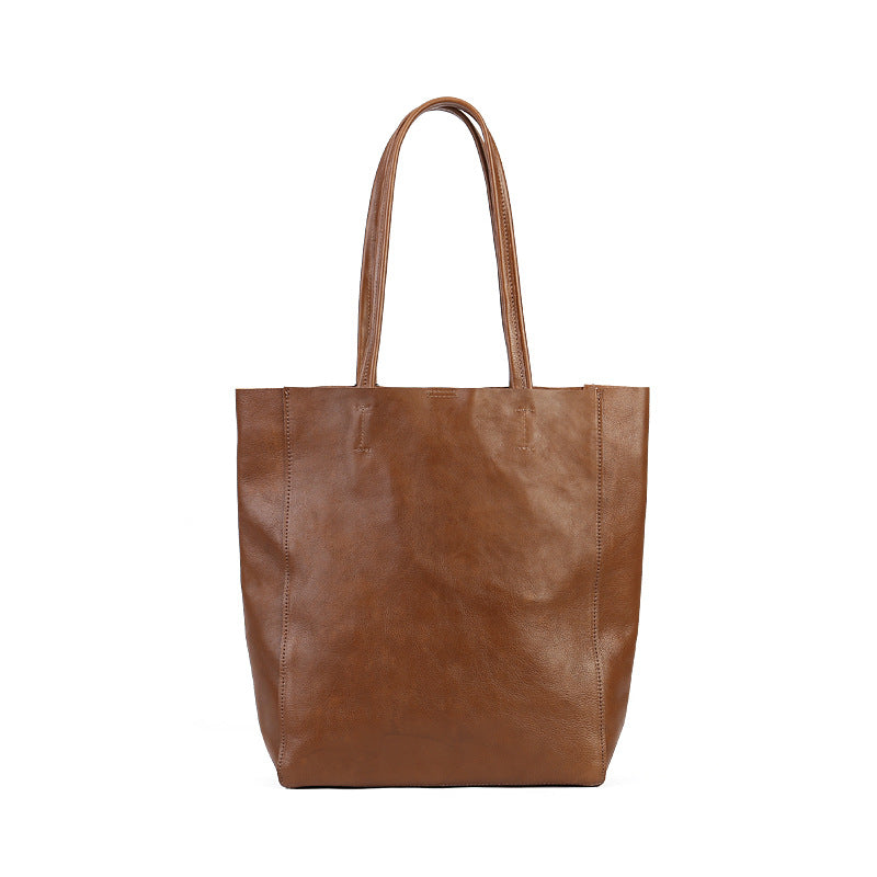 The New Leather Women&#039;s Bag Top Layer Cowhide Retro Handbag Large Capacity Textured