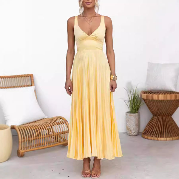 Elegant Pressed Satin Sling Sexy Banquet Dress