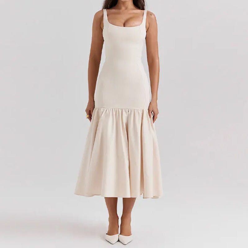 Elegant Ruffled Suspender Dress