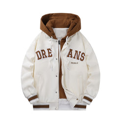Baseball New High-end Fake Two-piece Hooded Couple Jacket Men