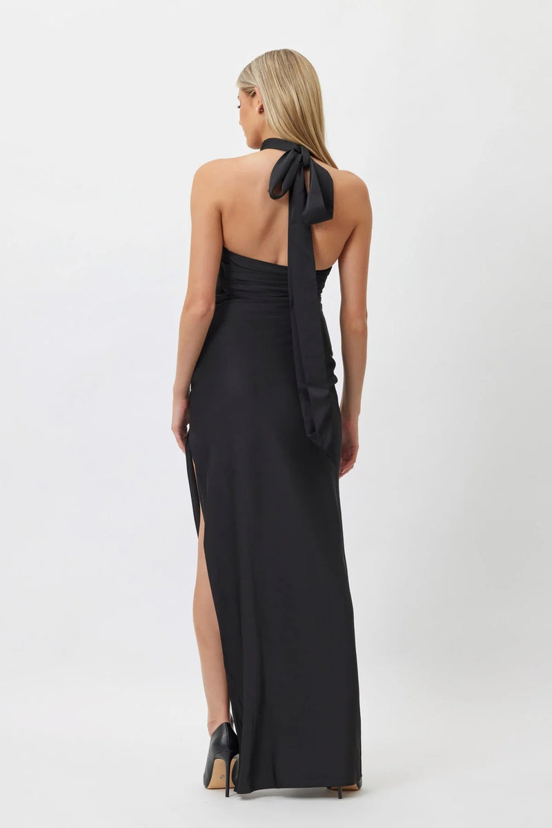 Elegant Summer Cocktail Halter Slit Lace Dress